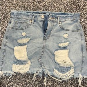 Express Distressed Denim Skirt